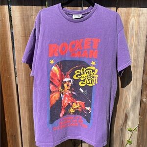 Purple Elton John Rocket Man Graphic T-Shirt size M